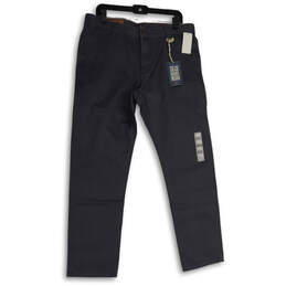 NWT Men's Blue Gray Flat Front Pockets Straight Leg Chino Pants Size 36/32
