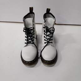 Dr. Martens Tall White Lace Up Leather Combat Style Boots Size 8