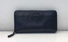 Tory Burch Pebble Leather Zip Around Continental Wallet Black