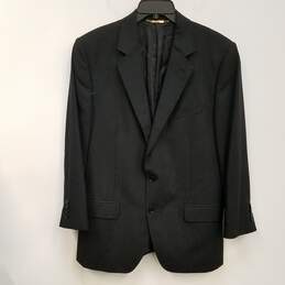 Mens Black Pinstripe Long Sleeve Single Breasted Blazer Jacket Size 54