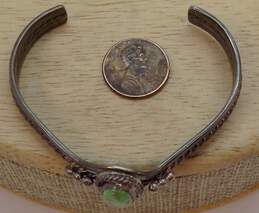 Artisan 925 Southwestern Green Magnesite Cabochon Rope & Granulated Cuff Bracelet 25.1g alternative image