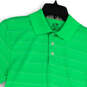 Mens Green Striped Collared Button Front Short Sleeve Polo Shirt Size Small image number 3