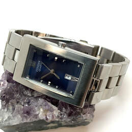 Designer Citizens Eco Drive Silver-Tone Rectangle Dial Analog Wristwatch