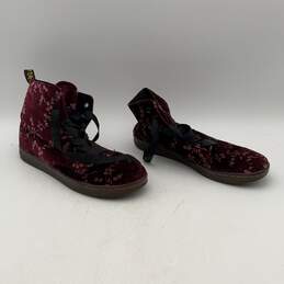 Dr. Martens Womens Hackney Burgundy Floral Lace-Up Ankle Combat Boots Size 9 alternative image