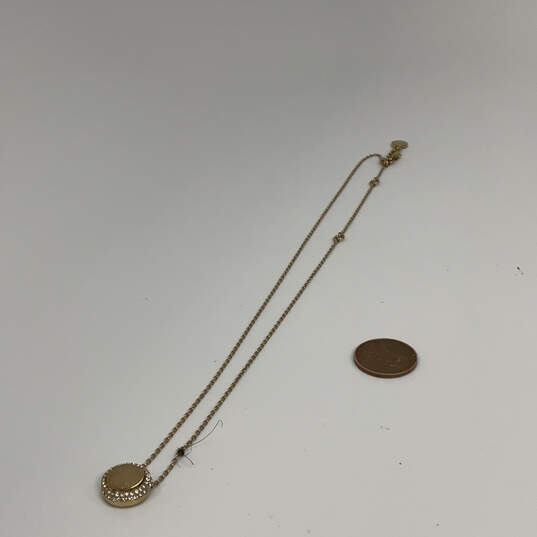 Designer Michael Kors Gold-Tone Rhinestone Reversible Pendant Necklace image number 4