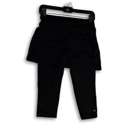 Womens Black Elastic Waist Stretch Pull-On Skirt Capri Leggings Size Small