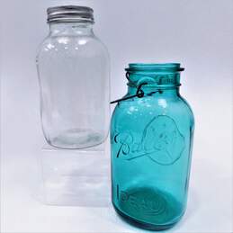 2 Vintage Canning Jars Ball Ideal Aqua Blue No. 8 Bicentennial