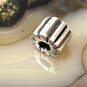 Designer Pandora 925 ALE Sterling Silver Ribbed Grooved Clip Beaded Charm image number 1