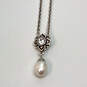 Designer Brighton Silver-Tone Pearl Crystal Cut Stone Pendant Necklace image number 3