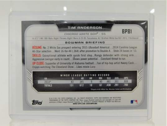 2015 Tim Anderson Bowman Silver Ice Pre-Rookie Chicago White Sox image number 2
