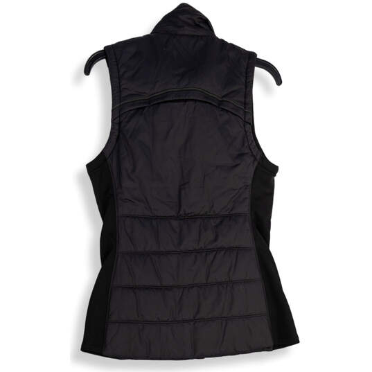 Womens Black Mock Neck Sleeveless Full-Zip Puffer Vest Size Small image number 4