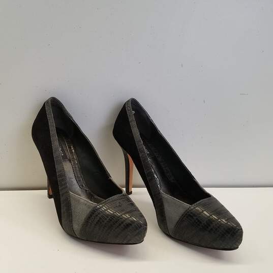 White House Black Market Black Suede and Leather Pump US 8 image number 3