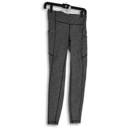 Womens Gray Elastic Waist Zipper Pocket Compression Leggings Size 6