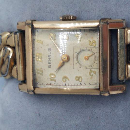 Benrus GP 17 Jewels Gold Tone Tank Vintage Watch image number 1