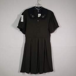 NWT Womens Short Sleeve Collared Pleated A-Line Dress Size Large