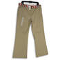 NWT Womens Khaki Flat Front Slash Pocket Belted Wide Leg Chino Pants Sz 16 image number 1
