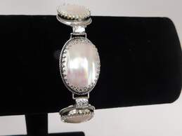 Vintage Whiting & Davis Silver Tone & Faux Mother of Pearl Panel Bracelet 49.2g alternative image