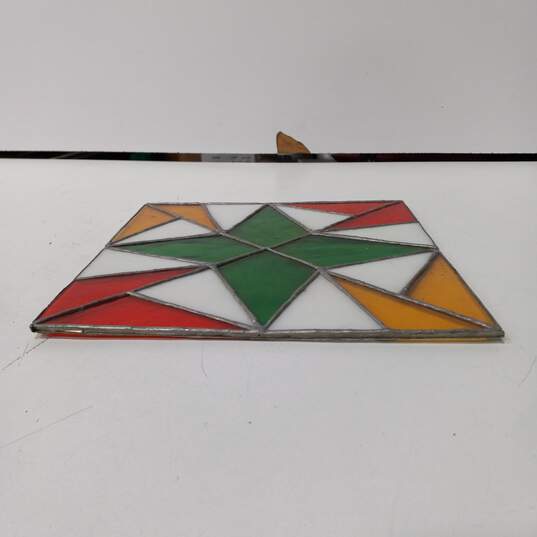 Geometric Four-Pointed Star Stained Glass Pane image number 2