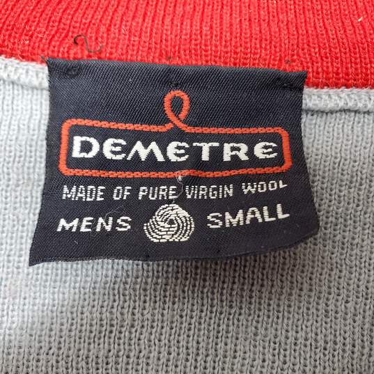 Demetre Virgin Wool 1/4 Zip Pullover Gray & Blue Sweater Men's SM image number 3