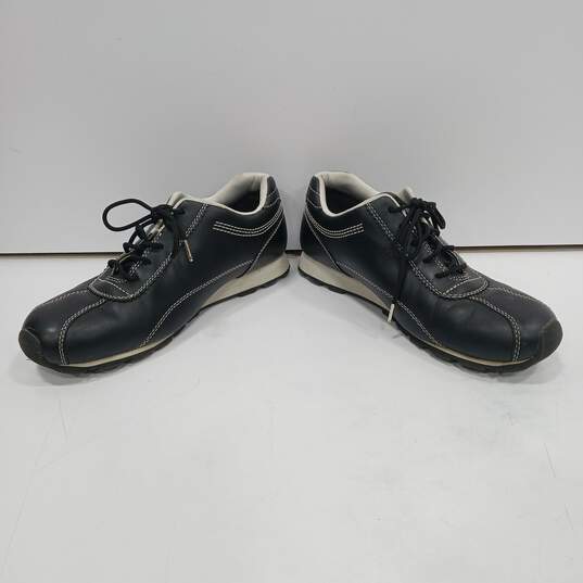 Timberland Women's Black Leather White Stitch Casual Lace Up Sneakers Size 7.5M image number 2