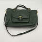 Womens Green Leather Adjustable Strap Inner Pockets Zipper Satchel Bag image number 1