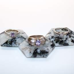 Sterling Silver CZ Accent Ring Set Of 3 Sizes 6.75, 7, 7.50
