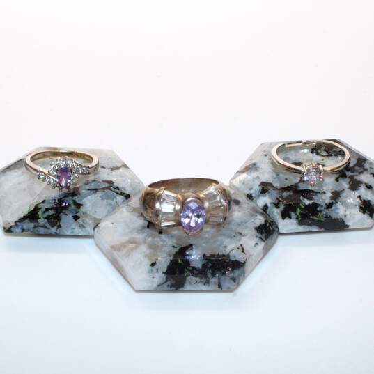 Sterling Silver CZ Accent Ring Set Of 3 Sizes 6.75, 7, 7.50 image number 1