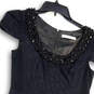 Womens Black Short Cap Sleeve Sequins Round Neck Back Zip Mini Dress Size 6 image number 3