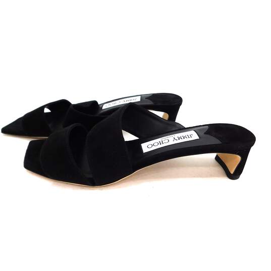 Jimmy Choo Rori Low Heel Suede Black Slide Women's Sandals Size 37.5 with Box , Pouch & COA image number 5