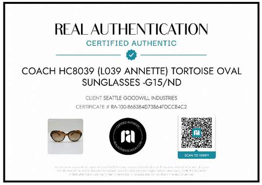 AUTHENTICATED COACH L039 ANNETTE TORTOISE SUNGLASSES image number 2