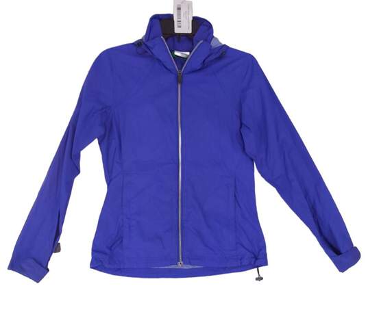 Mens Blue Long Sleeve Full Zip Hooded Athletic Jacket Size XS image number 6