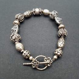 Sterling Silver Bali Beads Link 8" Toggle Bracelet 27.9g