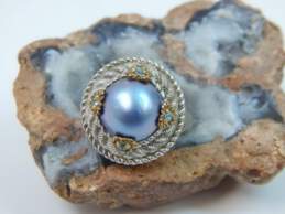 Judith Ripka Sterling Silver Blue Pearl & Topaz Ring 1g