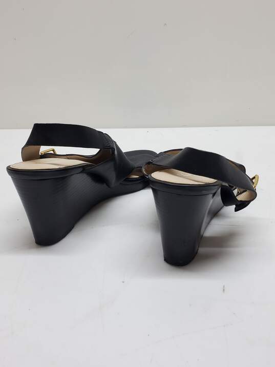 Cole Haan Philomina Grand Wedge Black Leather Sandal Size 8.5 image number 4