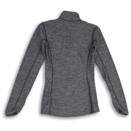 Womens Gray Long Sleeve Mock Neck 1/4 Zip Activewear T-Shirt Size XS