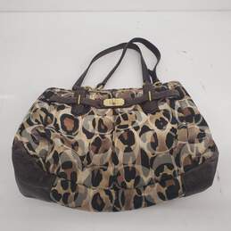 Coach Canvas and Leather Animal Print Shoulder Bag