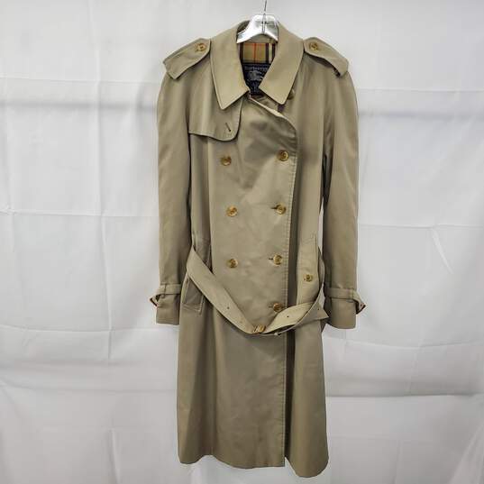 Burberrys England H.A. & E. Smith Bermuda Vintage Khaki Belted Trench Coat Men's Size 52R AUTHENTICATED image number 1