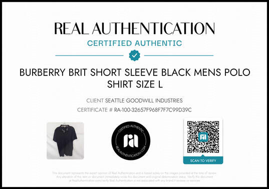 Burberry Brit Men's Black Short Sleeve Polo Shirt Size L - AUTHENTICATED image number 2
