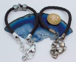 Two (2) Brighton Designer Silver Tone Leather Cord Charm Bracelets alternative image