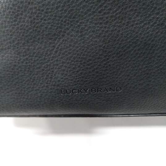 Lucky Brand Animal Print Front Leather Solid Black Back Shoulder Tote Bag NWT image number 4