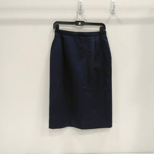 Womens Blue Wool Knee Length Straight And Pencil Skirt Size 8 image number 2