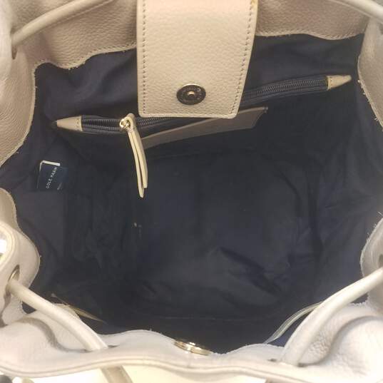 Cole Haan Gray Leather Drawstring Backpack Bag image number 3