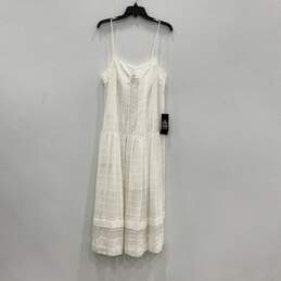 NWT Womens White Sleeveless Spaghetti Strap Midi A-Line Dress Size Medium