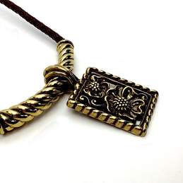 Designer Brighton Gold-Tone Braided Leather Cord Pendant Necklace alternative image