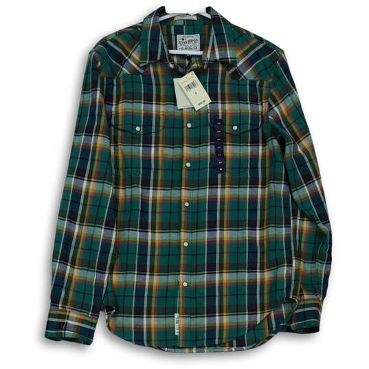 NWT Mens Green Plaid Long Sleeve Classic Fit Collared Button-Up Shirt Sz S image number 4
