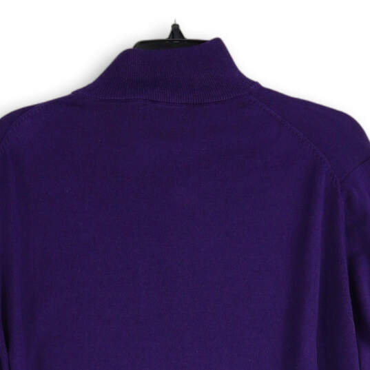 Mens Purple Tight-Knit Long Sleeve Turtleneck Pullover Sweater Size Medium image number 4