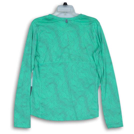Womens Green Long Sleeve Crew Neck Dri Fit Pullover T-Shirt Size Large image number 2