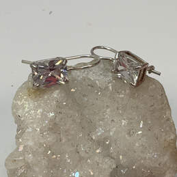 Designer Silpada 925 Sterling Silver Cubic Zirconia Fish Hook Drop Earrings