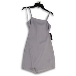 NWT Womens Gray Sleeveless Square Neck Back Tie Mini Dress Size Small