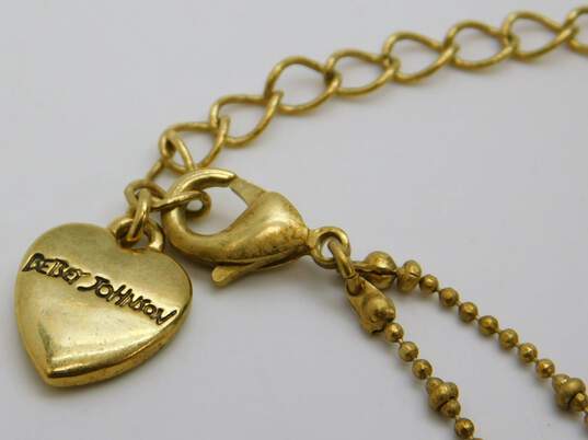 Designer Betsey Johnson Polka Dot Heart & Bow Double Strand Necklace image number 4